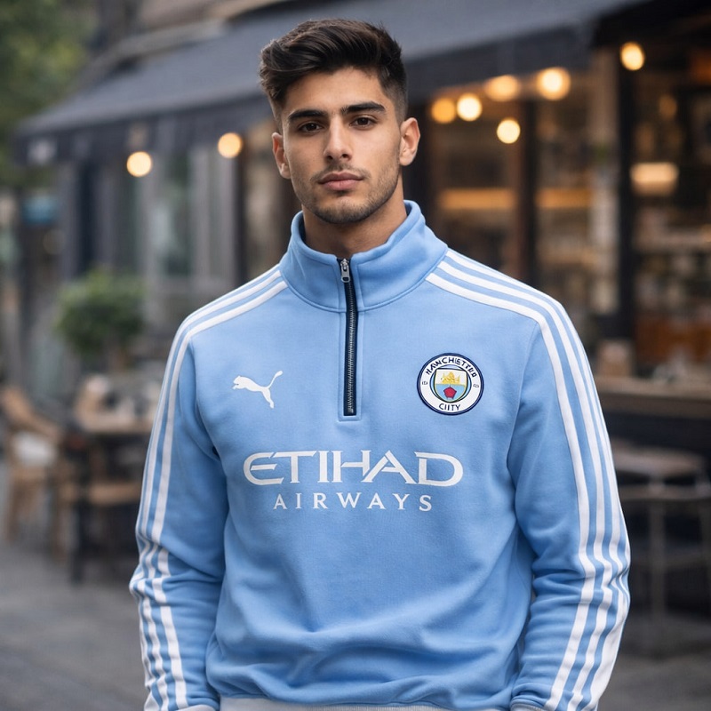 دورس نیم زیپ منچستر سیتی- آبی فیروزه ای